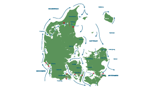 Danmarkskort, retning for indgående i de danske farvande